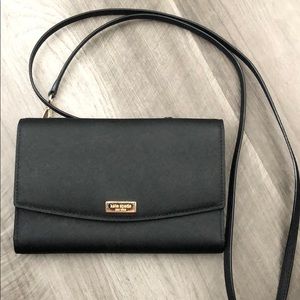 Kate Spade Black Leather Wallet/Crossbody Clutch